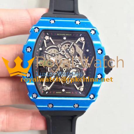 Replica Richard Mille RM35-01 Rafael Nadal KV Blue Forged Carbon Black & Skeleton Dial M6T51