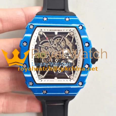 Replica Richard Mille RM35-01 Rafael Nadal KV Blue Forged Carbon White & Skeleton Dial M6T51