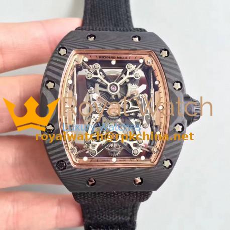 Replica Richard Mille RM50-27-01 NTPT KV Black Forged Carbon Gold & Skeleton Dial M9015
