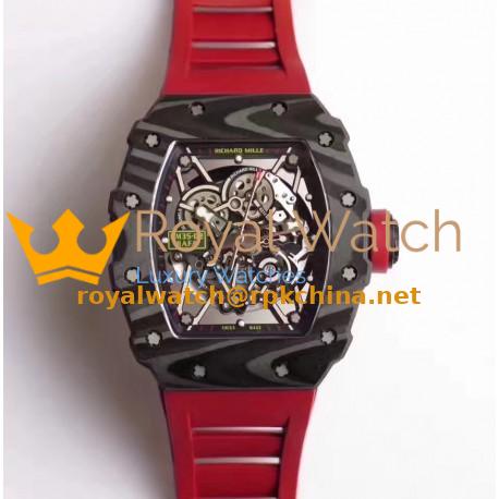 Replica Richard Mille RM35-02 Rafael Nadal KV Forged Carbon Black & Skeleton Dial M6T51