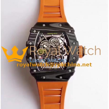 Replica Richard Mille RM35-02 Rafael Nadal KV Forged Carbon Black & Skeleton Dial M6T51
