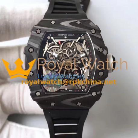 Replica Richard Mille RM35-02 Rafael Nadal Foundation KV Forged Carbon Black & Skeleton Dial M6T51