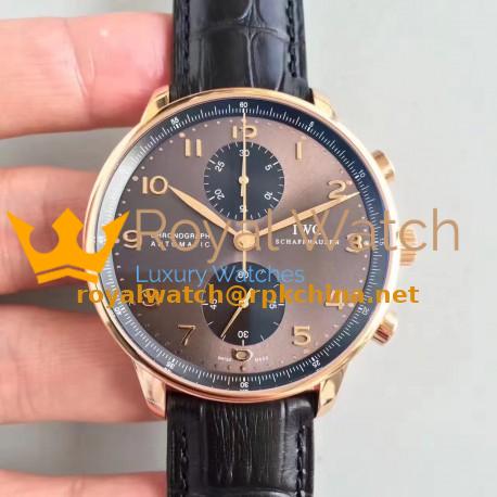 Replica IWC Portugieser Chronograph IW371482 ZF Rose Gold Anthracite Dial Swiss 7750