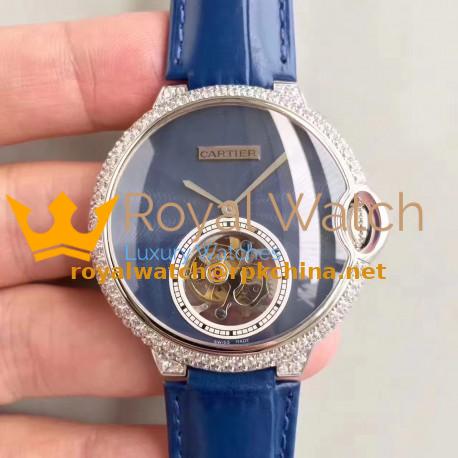 Replica Cartier Ladies Ballon Bleu Flying Tourbillon TF Stainless Steel & Diamonds Blue Dial Swiss 9452MC