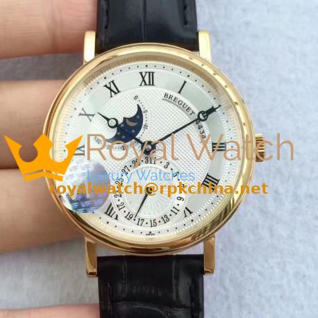 Replica Breguet Classique Moonphase 4434 VF Yellow Gold Silver Dial Swiss Caliber 5165R