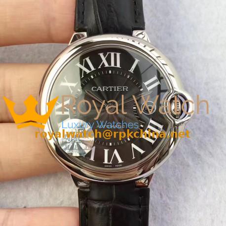 Replica Cartier Ballon Bleu 42MM WSBB0003 JF Stainless Steel Black Dial Swiss 2824-2