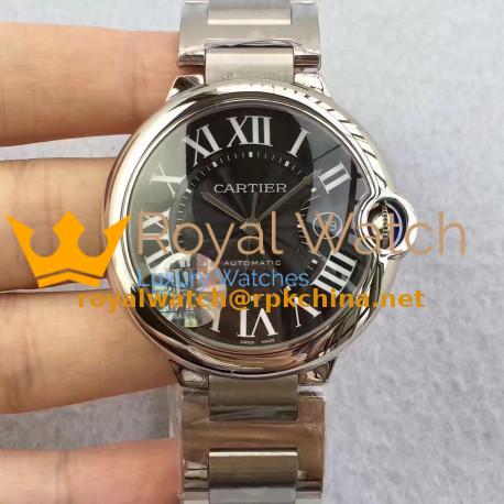 Replica Cartier Ballon Bleu 42MM W6920042 JF Stainless Steel Black Dial Swiss 2824-2