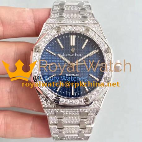 Replica Audemars Piguet Royal Oak 15400 N Stainless Steel & Diamond Blue Dial Swiss 3120