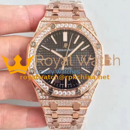 Replica Audemars Piguet Royal Oak 15400 N Rose Gold & Diamond Back Dial Swiss 3120