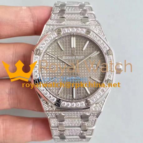 Replica Audemars Piguet Royal Oak 15400 N Stainless Steel & Diamond Grey Dial Swiss 3120
