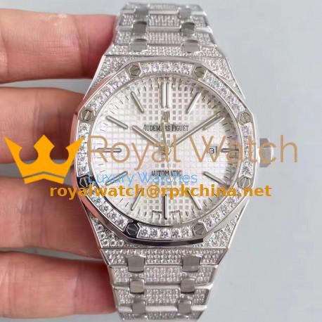 Replica Audemars Piguet Royal Oak 15400 N Stainless Steel & Diamond Silver Dial Swiss 3120