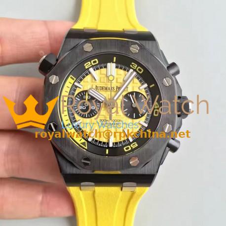 Replica Audemars Piguet Royal Oak Offshore Diver Chronograph 26703 JH Ceramic Yellow Dial Swiss 3124