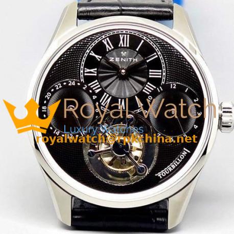 Replica Zenith EP Calender Tourbillon SS/LE Black Swiss Tourbillon