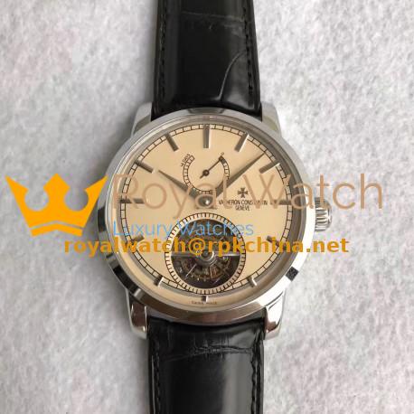 ReplicaVacheron Constantin Patrimony Traditionnelle 14-Day Tourbillon 89600 TF Stainless Steel Beige Dial Swiss 2260