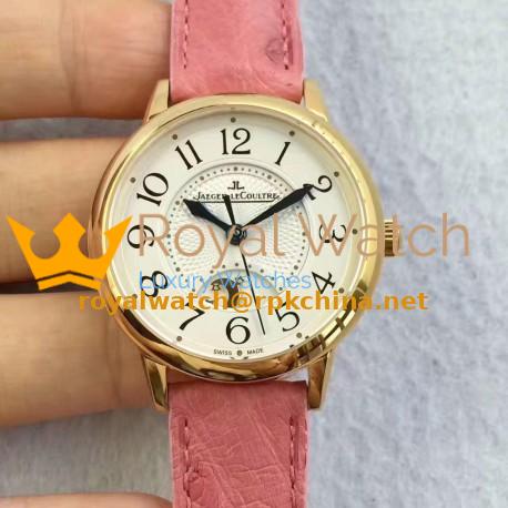Replica Jaeger-LeCoultre Ladies Rendez-Vous Night & Day Medium 3441420 N Yellow Gold White Dial Swiss 898A/1