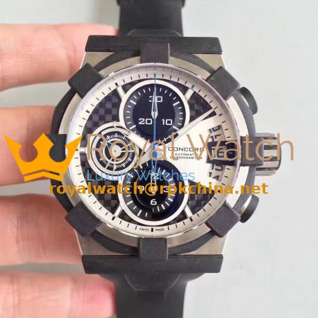 Replica Concord C1 Chronograph 0320005 N Stainless Steel & Black Rubber White Dial Swiss 7750
