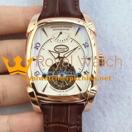 Replica Parmigiani Fleurier Kalpa Grande Tourbillon BM Rose Gold White Dial Swiss Tourbillon