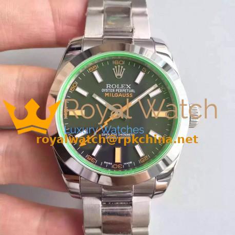 Replica Rolex Milgauss 116400GV JF Stainless Steel Black Dial Swiss 3131