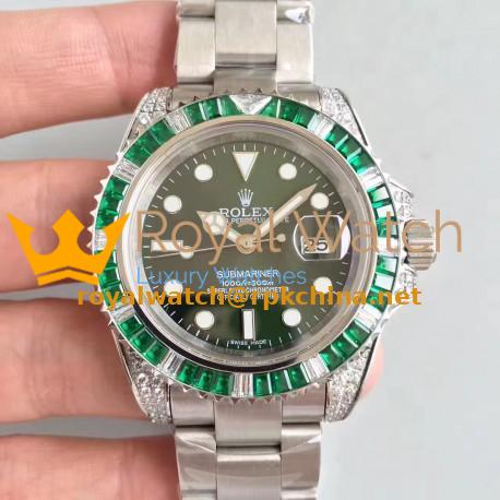 Replica Rolex Submariner Date 116610LV BP Stainless Steel & Diamonds Green Dial Swiss 2836-2