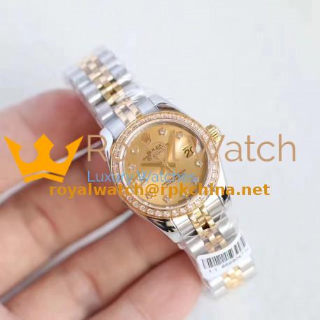 Replica Rolex Lady Datejust 28 279383RBR 28MM N Stainless Steel & Yellow Gold Champagne Dial Swiss 2671