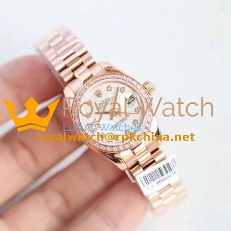 Replica Rolex Lady Datejust 28 279135RBR 28MM N Rose Gold & Diamonds Mother Of Pearl Dial Swiss 2671