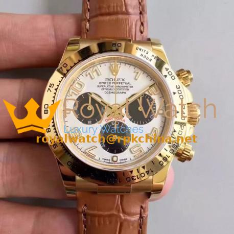 Replica Rolex Daytona Cosmograph 116518 JH Yellow Gold White Dial Swiss 4130 Run 6@SEC
